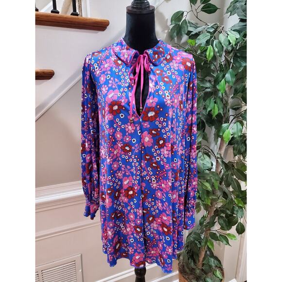 Free People Daisy Jane Mini Dress Botanical Combo Floral Tie Neck Size Small - Picture 1 of 16